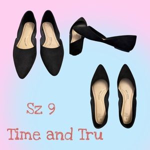 Time and Tru Black pointed flats